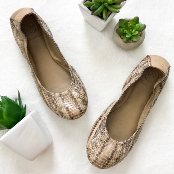 Tory Burch Eddie Python Ballet Flats Clay 11128211 Snake Leather - Picture 11 of 11
